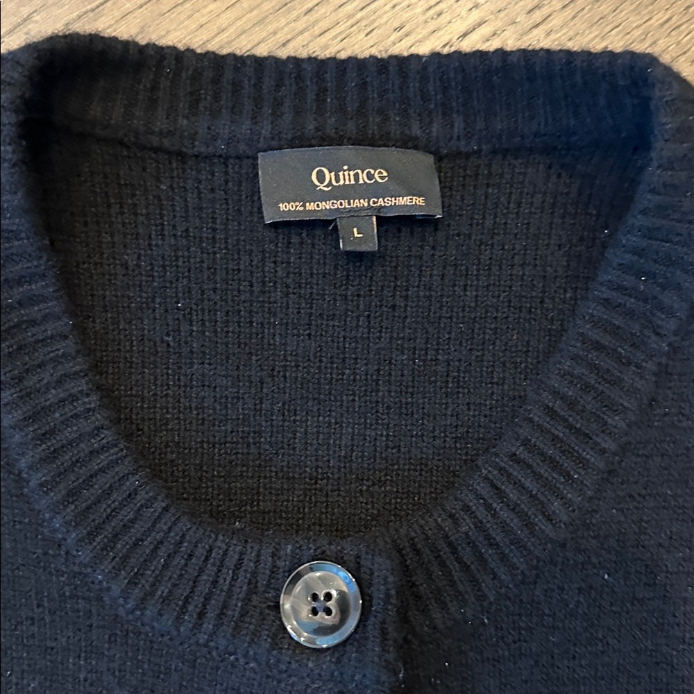 Quince Black Women's Mongolian Cashmere Cardigan - Picture 2 of 5